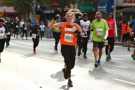 a girl running a race