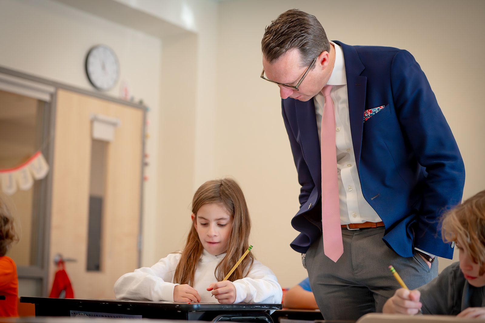 Jamie Williamson and student in classroom